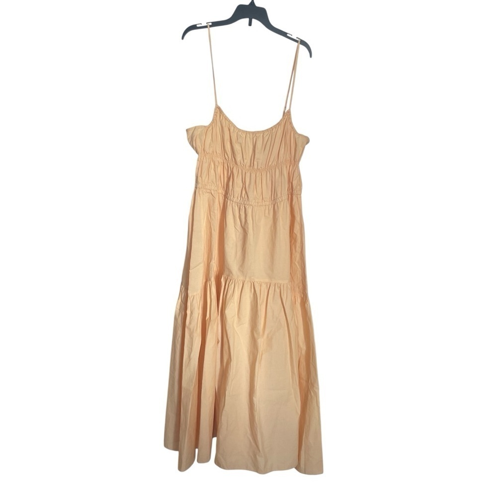 Vince ruched tiered midi dress in peach sz XL